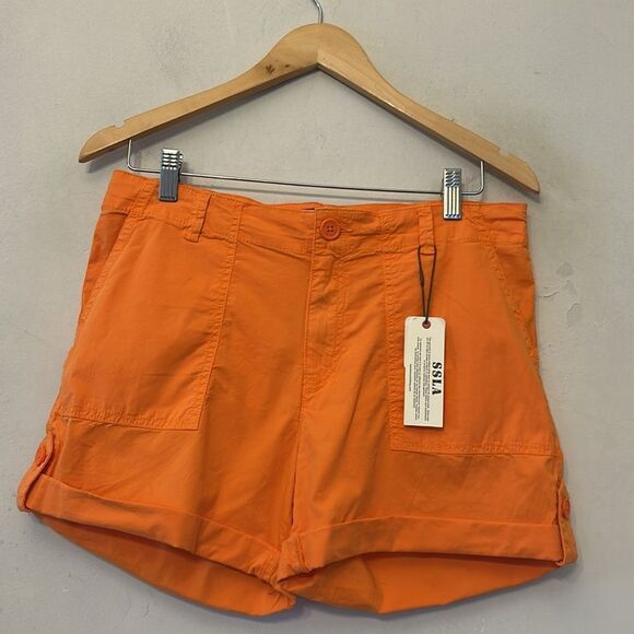 Sanctuary orange cuffed cargo shorts Size 27 New - Picture 2 of 10